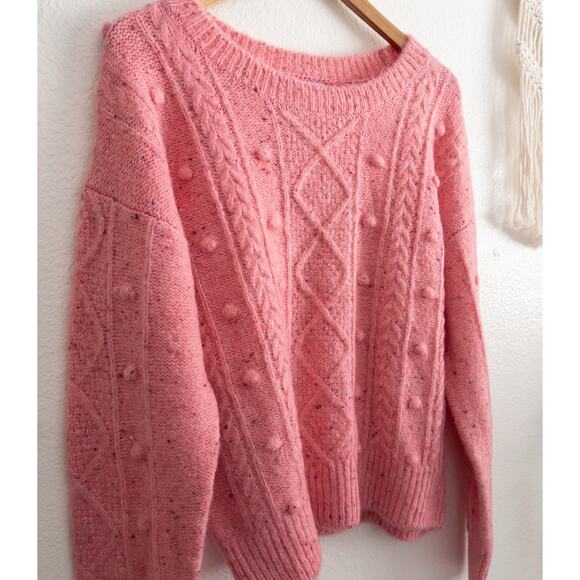 Old Navy Festive Craft Bright Pink Wool Blend Pullover Sweater Size Small Tall - Picture 2 of 6